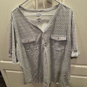 Croft & Barrow women Top Black White Size 1X